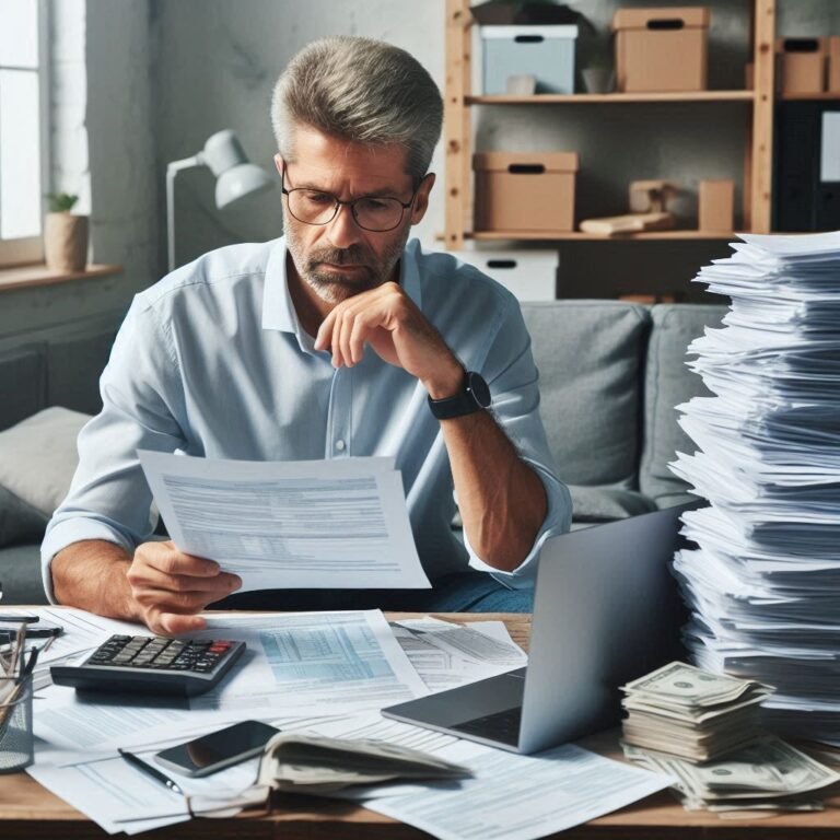 um homem verificando que pagou imposto a mais do que deveria